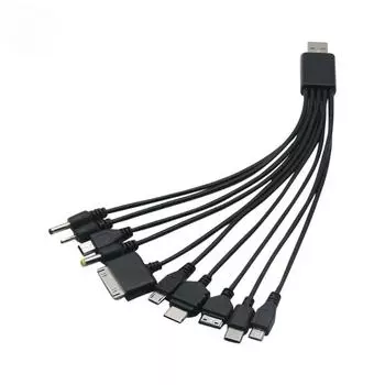 Универсальный адаптер для зарядного устройства мобильного телефона 10 в 1 USB-кабель для передачи данных, зарядный кабель, подходящий для Xiaomi, Huawei, Samsung 0.2m