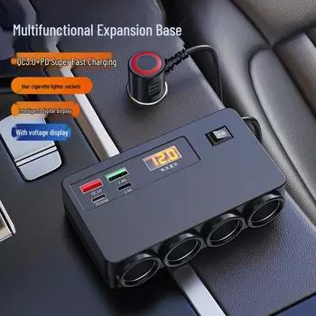 Универсальный адаптер прикуривателя для автомобиля и грузовика 2025 года с дисплеем напряжения, от 1 до 4 портов, 12 В/24 В. D30 with Voltage Display