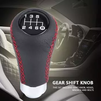 Автомобильный автомобиль 6-ступенчатая ручка переключения передач PU Shifter Stick с 3 шлангами чёрный