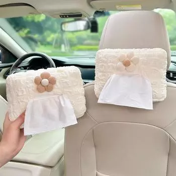 Универсальный автомобильный держатель для салфеток, мягкий, регулируемый, безопасный, тканевый, подлокотник, подголовник, подвесной органайзер для автомобилей, внедорожников, грузовиков белый