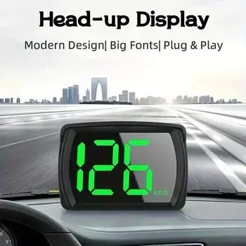 Универсальный автомобильный дисплей HUD с диагональю 3 дюйма — USB-проектор скорости, многофункциональный ЖК-дисплей, датчик км/ч/миль/ч чёрный