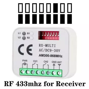 Универсальный для 433 МГц 868 МГц RX Multi 300-900 МГц AC/DC 9-30 В модуль дистанционного управления воротами реле приемника гаражных ворот белый