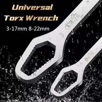Универсальный гаечный ключ Torx 3-17 мм 8-22 мм, толщина 3,5 мм, самозатягивающийся регулируемый гаечный ключ, двухсторонний гаечный ключ Torx, ручной инструмент