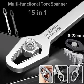 Универсальный гаечный ключ Torx 8-22 мм, регулируемый гаечный ключ Torx с двойной головкой, самозатягивающийся гаечный ключ для очков, многоцелевые ручные инструменты чёрный