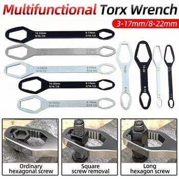 Универсальный гаечный ключ Torx с двойной головкой 8-22 мм, многофункциональные гайки, ключи для ремонта, ручные инструменты, универсальный гаечный ключ для автомобиля и велосипеда