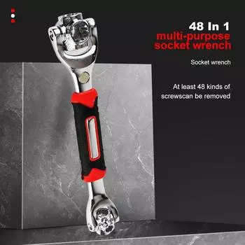 Универсальный ключ Tiger Wrench Многоцелевой храповой механизм Шлицевые болты Рукав 48 в 1 Инструменты Вращение на 360 градусов Ручной инструмент Гаечный ключ Головка Работает Magnetic 48-in-1 spanner