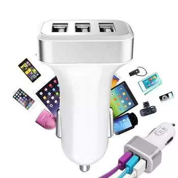 Универсальный тройной USB-адаптер для автомобильного зарядного устройства USB-разъем 3 порта Автомобильное зарядное устройство 3.1A 2.1A 1.1A для iPhone 6 чёрный
