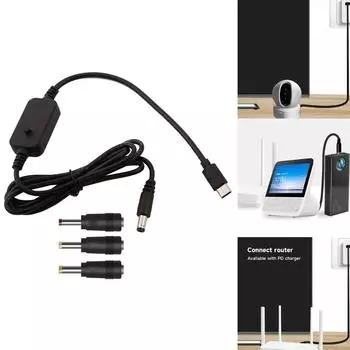Универсальный USB C Тип C на 4.0x1.7 мм 5 В 9 В 12 В 15 В 20 В кабель питания для ноутбука маршрутизатор светодиодная подсветка ноутбук динамик вентилятор