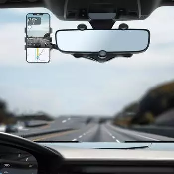 Универсальный зажим, вращающийся и выдвижной автомобильный держатель для телефона, зеркало заднего вида, кронштейн для записывающего устройства, DVR/GPS, поддержка мобильного телефона чёрный