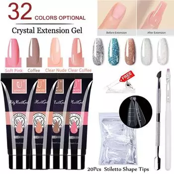 UNKIO Poly Nail Get Set UV LED Быстрое наращивание шпильки Двойная форма Строительный гель для ногтей Маникюрный набор Гель-лак Мини-набор