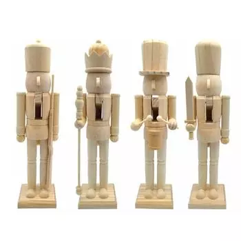 Unpainted Nutcrackers Painting Crafts Nutcrackers Figures Christmas Soldiers Unfinished Puppet Decorations Ornament