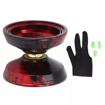 Unresponsive Yoyo Professional Aluminum Alloy Yoyo Toy Birthday Gift with String Glove for Children красный