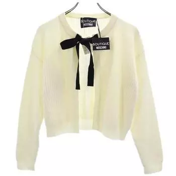 unused BOUTIQUE MOSCHINO wool Long sleeve knit cardigan 40 Front ribbon Women Used