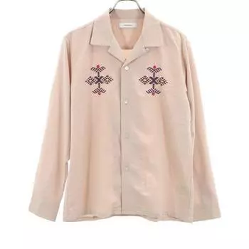unused Johnbull Long sleeve Embroidery shirt M pink embroidery Men s Used