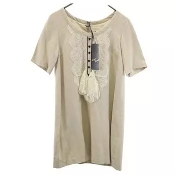 unused LINGUA FRANCA Short sleeve one piece F beige Women Used