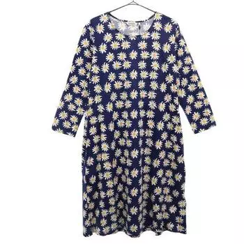 unused marimekko Floral Long sleeve one piece S Navy Women Used