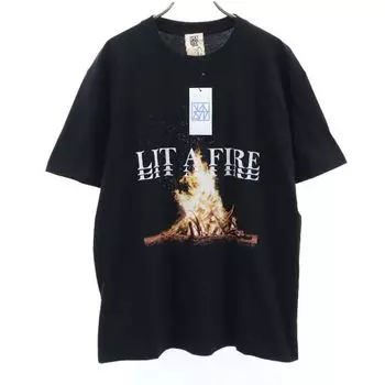 unused VAST222 20ss FIRE Print Short sleeve T-shirt 2 black Rubber soul Men s Used