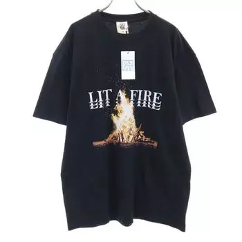unused VAST222 20ss FIRE Print Short sleeve T-shirt 3 black Rubber soul Men s Used