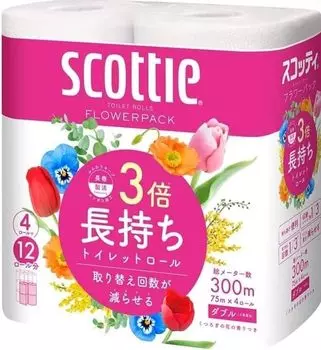Упаковка цветов Scotty в 3 раза более долговечная 75 м x 4 рулона двойная [x1 шт.]