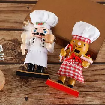Упаковка из 2 шт. 17 см деревянных фигурок Щелкунчика ручной работы, повара, пряничного человечка, праздничная коллекционная Щелкунчик, рождественский декор