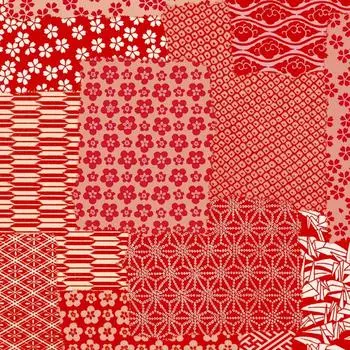 Упаковочная бумага бренда Taka с японским узором Chiyogami Red Half Year Size 50 листов 49-1715