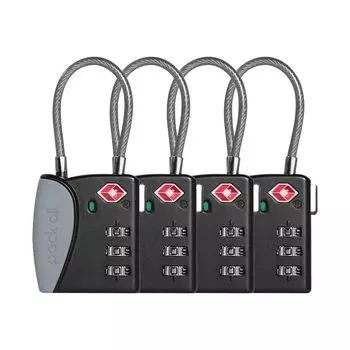 упакуйте все TSA замок 3 цифры проводной замок навесной замок PIN-код товары безопасности для зарубежных поездок чемодан для досмотра в аэропорту 5 цветов набор из 4 штук защита от кражи