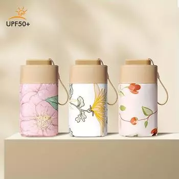 UPF50+ Цветной клеевой 5-секционный мини-карманный зонт Солнцезащитный зонт для дождя и солнца компактный удобный