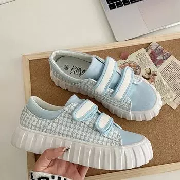 Уродливые милые белые туфли с толстой подошвой и большой головкой, женская классическая повседневная женская обувь с узором «гусиные лапки», парусиновая обувь в стиле ретро с нишевым дизайном 40 зелёный