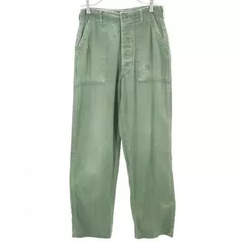 US ARMY 70s DSA Vintage Cotton Satin Baker Pants W30 khaki military Men s Used