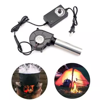 US Plug Powered Outdoor Cooking BBQ Fan Charcoal Blower 12V Portable Barbeque Air Blower for Barbecue Picnic Camping