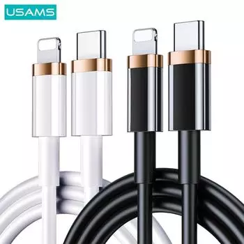 USAMS 1,2 м/2 м PD 20 Вт кабель для быстрой зарядки данных типа C к телефонному кабелю Lightning для iPhone 13 12 11 Pro Max X Xr Xs 8 7 6 Plus 1.2m Type-C To Lightning белый