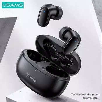 USAMS оригинальные беспроводные наушники TWS Bluetooth 5,1 спортивные наушники с шумоподавлением водонепроницаемые наушники с сенсорным управлением и микрофоном