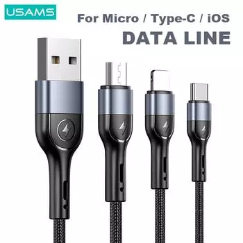 USAMS USB Type C Lightning-кабель для Iphone 12 13 11 pro max Xs Xr X SE 8 7 6 plus 6s 5s ipad air mini USB C кабель для быстрой зарядки данных 4,9 Micro зелёный