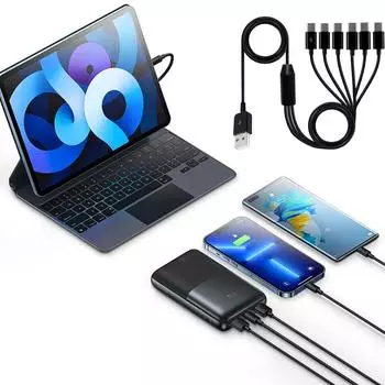 USB2.0 Тип A Мужской на 6 Тип-C UsbC Мужской Y-разветвитель Адаптер-кабель для синхронизации данных и зарядки 0,5 м/1,5 м 50CM