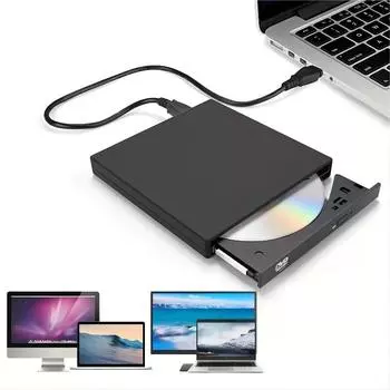 USB2.0 Универсальный внешний привод для записи компакт-дисков-RW, универсальный DVD/CD-ридер, тонкий внешний оптический привод чёрный