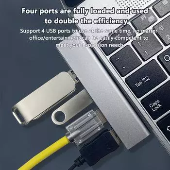 Usb3.0 Hub 4 Ports Extended Plug Slim Portable Usb Splitter Laptop Accessories