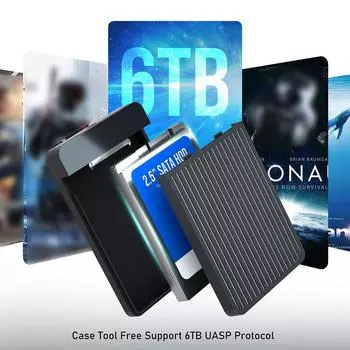 USB3.0 Жесткий диск 6 Гбит/с Высокое разрешение USB на SATA Жесткий диск Box Карманный разъем HDD SSD Адаптер для ноутбука Тип