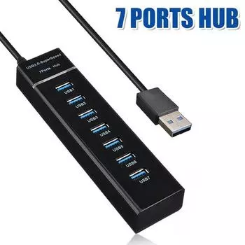 USB3.0HUB 7-Port Splitter 3.0 Hub 3.0 HUB 7-Port Expander Computer Splitter чёрный