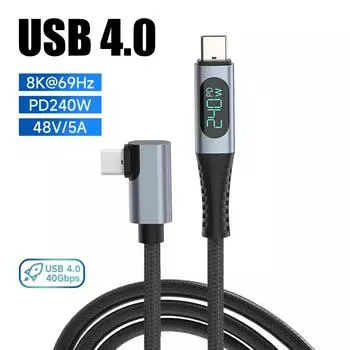 USB4.0, 40 Гбит/с, кабель типа C–C, PD, 240 Вт, кабель для быстрой зарядки, Thunderbolt 4, 8K, 60 Гц для PS5, Nintendo Switch, MacBook Pro