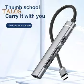 USB 2.0 концентратор типа C 3 порта PD быстрой зарядки разветвитель адаптер с аудиоразъемом для мыши планшета клавиатуры серебряный