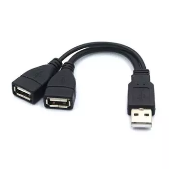 Usb 2.0 разветвитель Y-кабель 1 штекер на 2 гнезда удлинитель адаптер питания конвертер для ПК автомобиль передача данных зарядный кабель 15cm