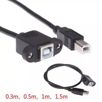 Usb 2.0 Тип B Мужской к Типу B Женский Удлинительный Кабель для Принтера С Креплением На Панель 0.3m