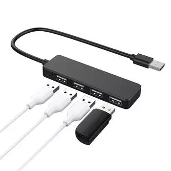 USB 2.0 Ультратонкий USB 2.0 Multi-USB 4-портовый адаптер-разветвитель-концентратор Док-расширитель ПК Аксессуары для ноутбуков чёрный