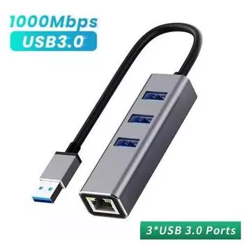 USB 3.0 Gigabit Ethernet LAN RJ45 1000 Мбит/с сетевой адаптер 4-портовый концентратор проводной внешний высокоскоростной алюминиевый сплав ПК Mac Windows серый