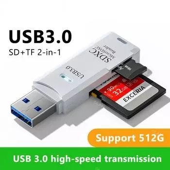 USB 3.0 Кардридер Micro SD TF Карты Памяти Адаптер Чтения Высокоскоростной 2 В 1 Кардридер Для Телефона ПК Ноутбука Аксессуары U disk USB 2.0 Black