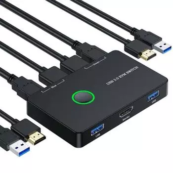USB 3.0 Селектор KVM er Адаптер USB3.0 HDMI2.0-совместимый блок для ПК Сканер Принтер Одна кнопка
