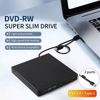USB 3.0 Slim Type-C внешний DVD-привод портативный RW CD-привод записывающий считыватель проигрыватель оптических приводов для ноутбуков настольных ПК DVD burner