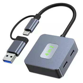 USB 3.2 Hub 4 in 1 USB C Hub USB-C/USB-A To 10Gbps USB 3.2 Mini 4 Port USB Hub Q