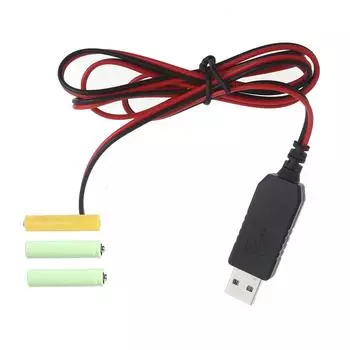 USB 5 В, 2 А до 4,5 В, 1 А, фиктивная батарея, кабель питания, батарея rs Line, замена 3 батарей LR03 по 1,5 В для игрушечного пульта дистанционного управления 1M
