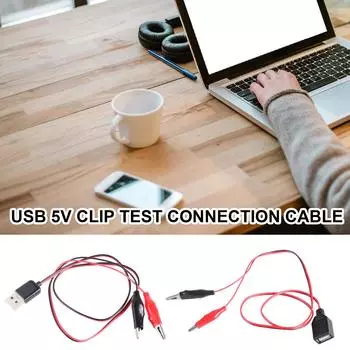 USB 5V Clip On Test Lead Cable для вентиляторов LED Lights Blowers Cameras Длина 60 см Красный Положительный Черный Отрицательный Male